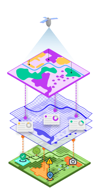 DualSight illustration showing layered satellite, mesh, and ground-truth intelligence